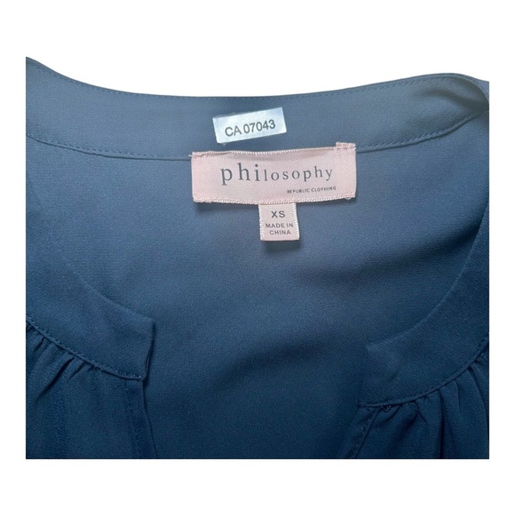 Philosophy Pullover Navy Blue Sleeveless Sheer Top Blouse, V-Neck, Size XS - Picture 6 of 6